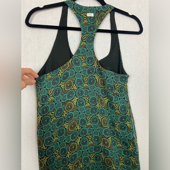 RVCA Glenn Racerback Flowy Front Slit Printed chiffon Maxi Dress Sz XS - Picture 7 of 11